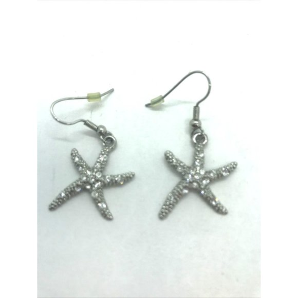 Starfish‎ Clear Crystals Pave drop dangle  EARRINGS